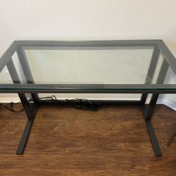  Crate &  Barrel Desk: Metal frame with glass Top