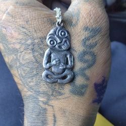 Sterling Silver Maori Hei Tiki Charm Pendant Vintage New Zealand