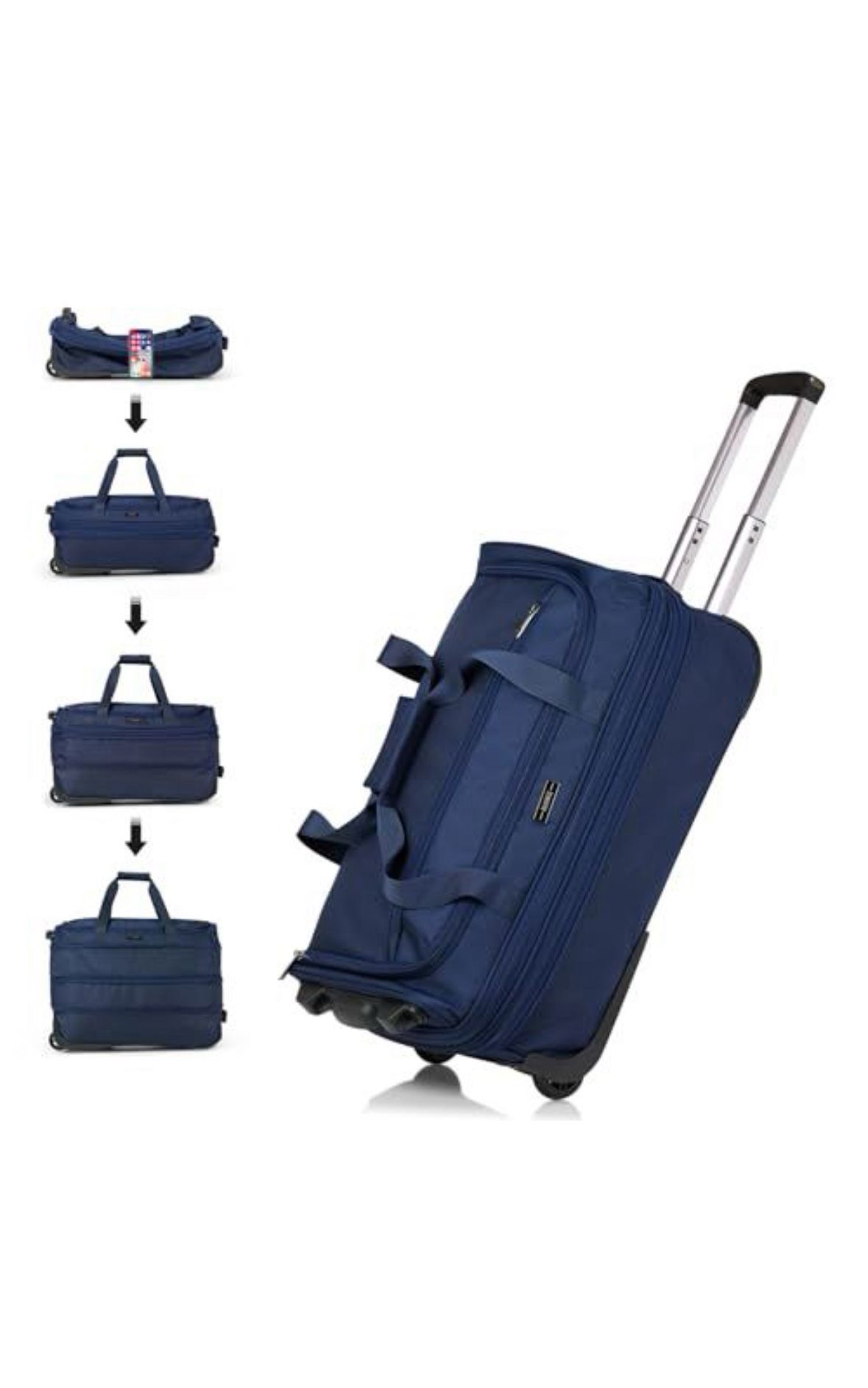Hanke 20 Inch Expandable Carry On Luggage Suitcases with Wheels Foldable Duffle Bag for Travel Carry On suitcase Weekend Bag for Women Men(Blue)