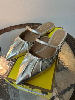 Circus NY Silver Metallic Pointed Toe Mules