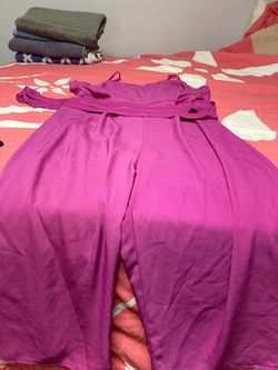 Purple Spaghetti Strap Wide-Leg Jumpsuit