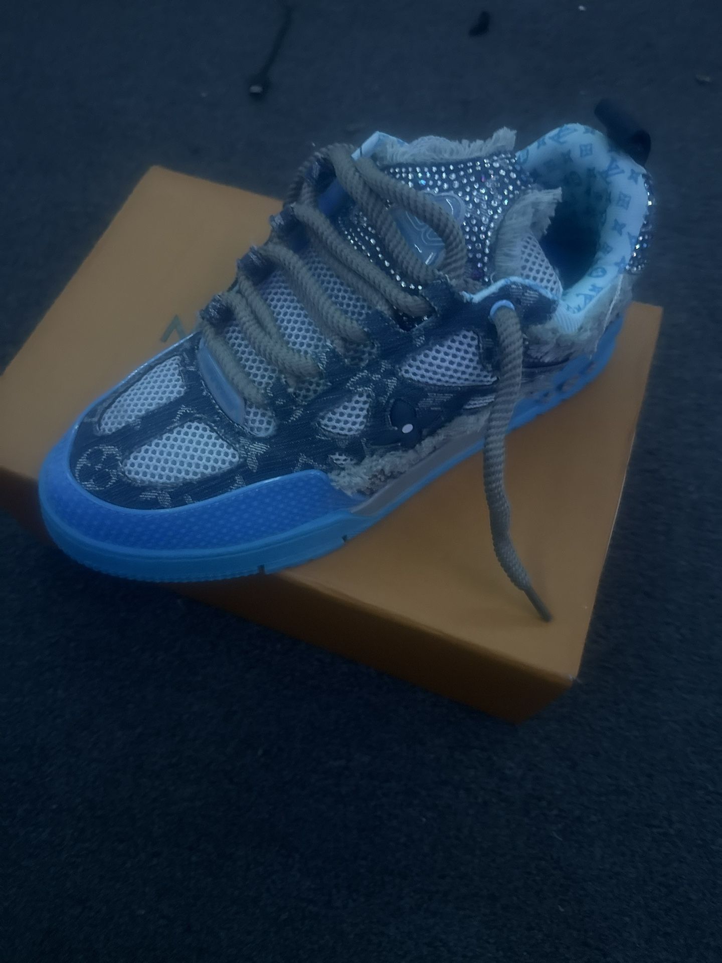 Louis Vuttion Blue Rhinestone Shoes