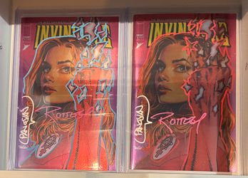 Invincible #1 Ottley/Panosian Double Signed Blue Pink Remarque Set COAs