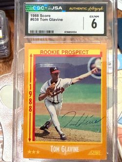 1988 Tom Glavine Rookie (RC) Score card #638 signed on-card with signature authenticated by JSA!