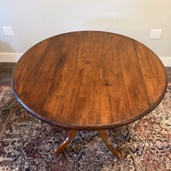 Solid Wood Circular Drop-Leaf Dining Table