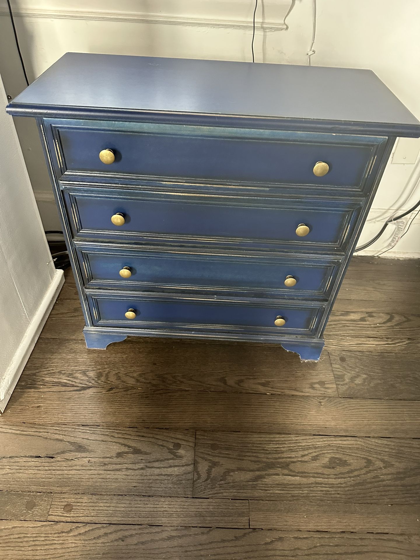 Domus Mobili Blue & Gold Distressed Dresser – Italian Craftsmanship, 30”