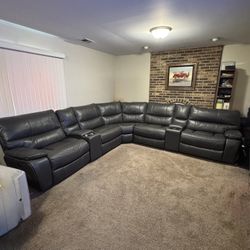 Dark Gray Leather Couch