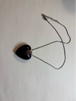 Vintage  Dark Red Glass Heart Necklace