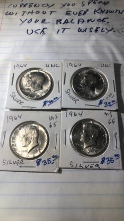 4  1964 Kennedy half dollars