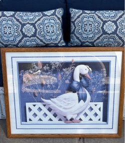 Vintage Framed Goose Print Wall Art
