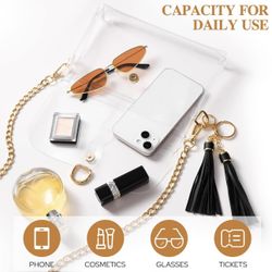 Clear Purse, Stadium Approved for Women, PU Leather Transparent Crossbody Bag for Concert, Sport Event