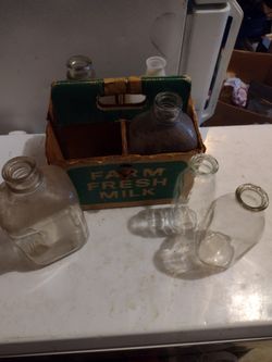 Vintage Milk Bottles & Carrier