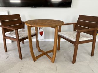 Brand New Table With 2 Eucalyptus Chairs.. Great Deal!!!
