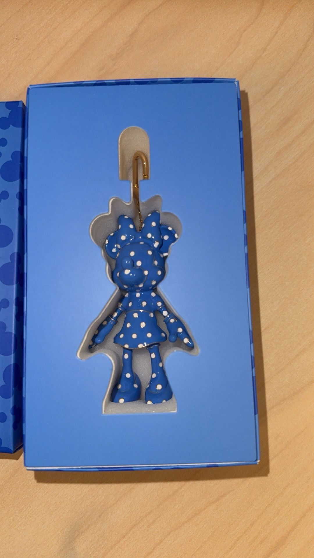 NWT Disney x Baublebar Blue & White Polka Dot Minnie Mouse Keychain/Bag Charm