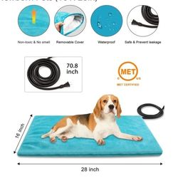 Outdoor Waterproof Pet Heating Pad for Cats Dogs with 6 Adjustable Temperature & Timer, Indoor Electric Heated Cat Bed Pad with Chew Resistant Cord, W