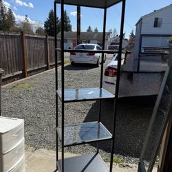 Crosley Furniture Aimee Narrow Bookshelf with Glass Shelves, Bookcase Storage