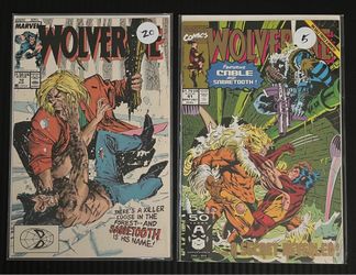 Wolverine 1988 10 & 41 Sabretooth Appearances Vintage Marvel Comic Book lot X-Men