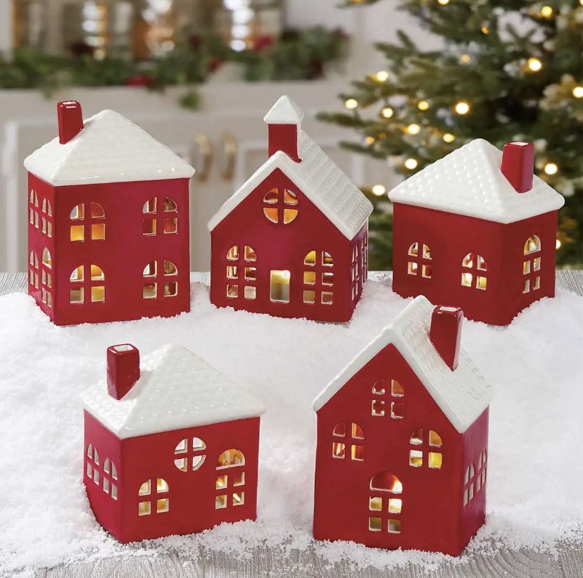 Costco Holiday Ceramic Village 5-piece Set - NEW