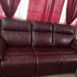 Leather Reclining Sofa W/Electric Recliner End tables 