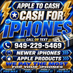 Cash for iPhones - iPhone 16 Pro 17 Pro Max iPad Pro M4 M5 Ultra 3 Macbook