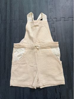 Popelin kids Cream Waffle-Knit Cotton Overalls Shorts