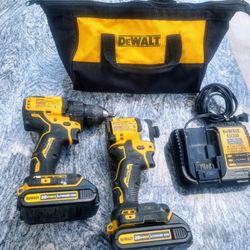 20V MAX XR Cordless Drill/Driver, ATOMIC Impact Driver 2 Tool Combo Kit, (2) 2.0Ah Batteries, Charger, and Bag