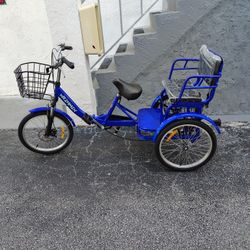 Adult Tricycle 7 Speed, 20 Inch 3 Wheel Bikes Folding Tricycle for Adults, Adult tricycles for Women/Men/Seniors, Fork Shock Absorption Wheel Bike w/F