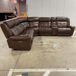 Concord 6-piece Leather Power Reclining Sectional | Free Delivery & Installation