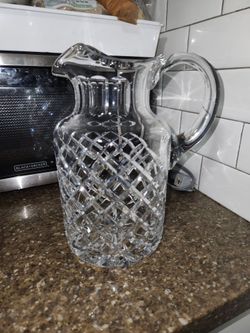 Beautiful Ceska Glass Crystal Canterbury Large Pitcher, 10 1/4" Tall, 7 1/2" Widest w/ Handle 64oz