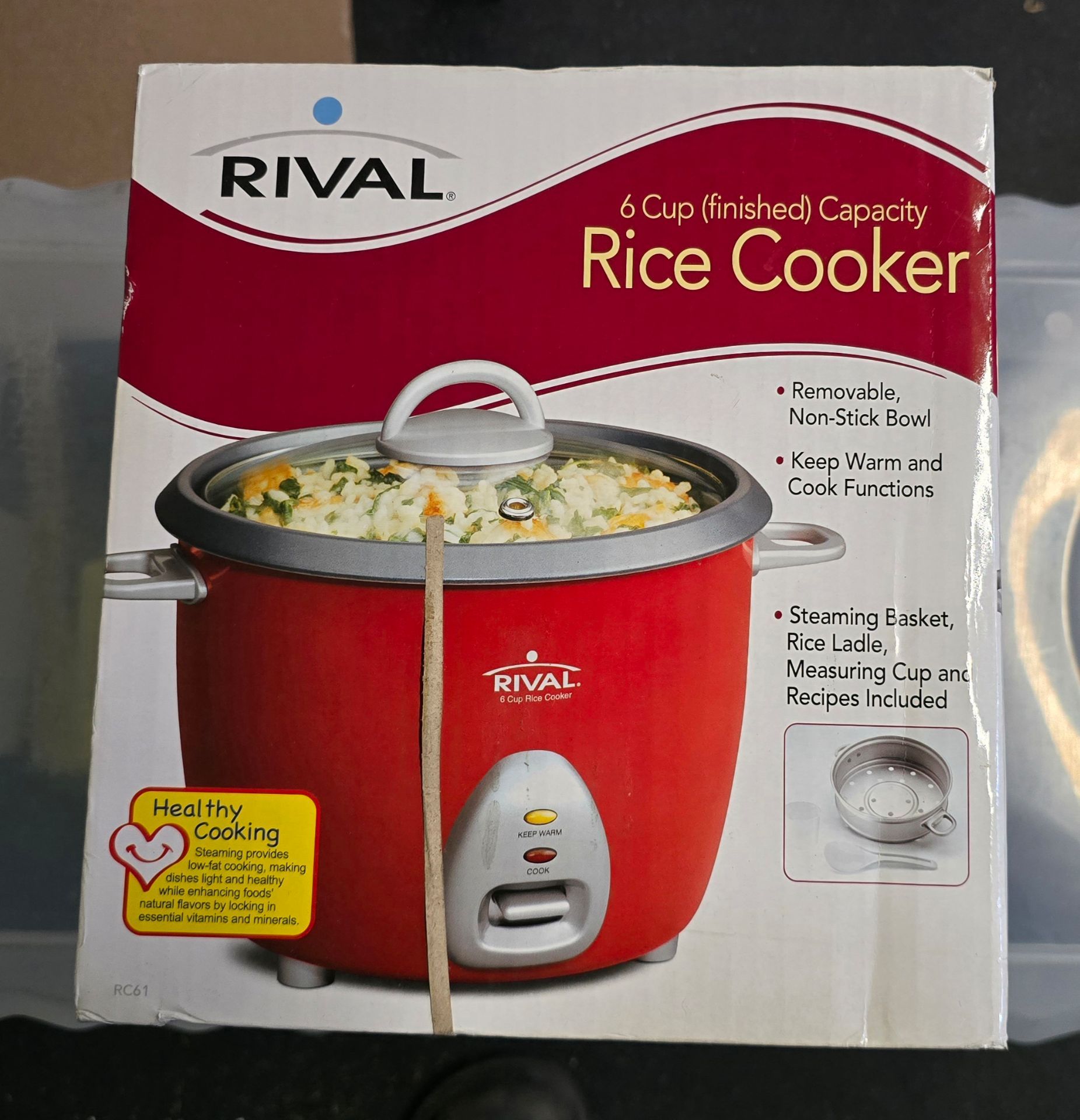 New rival rice cooker warmer 6 cup (finished) red
