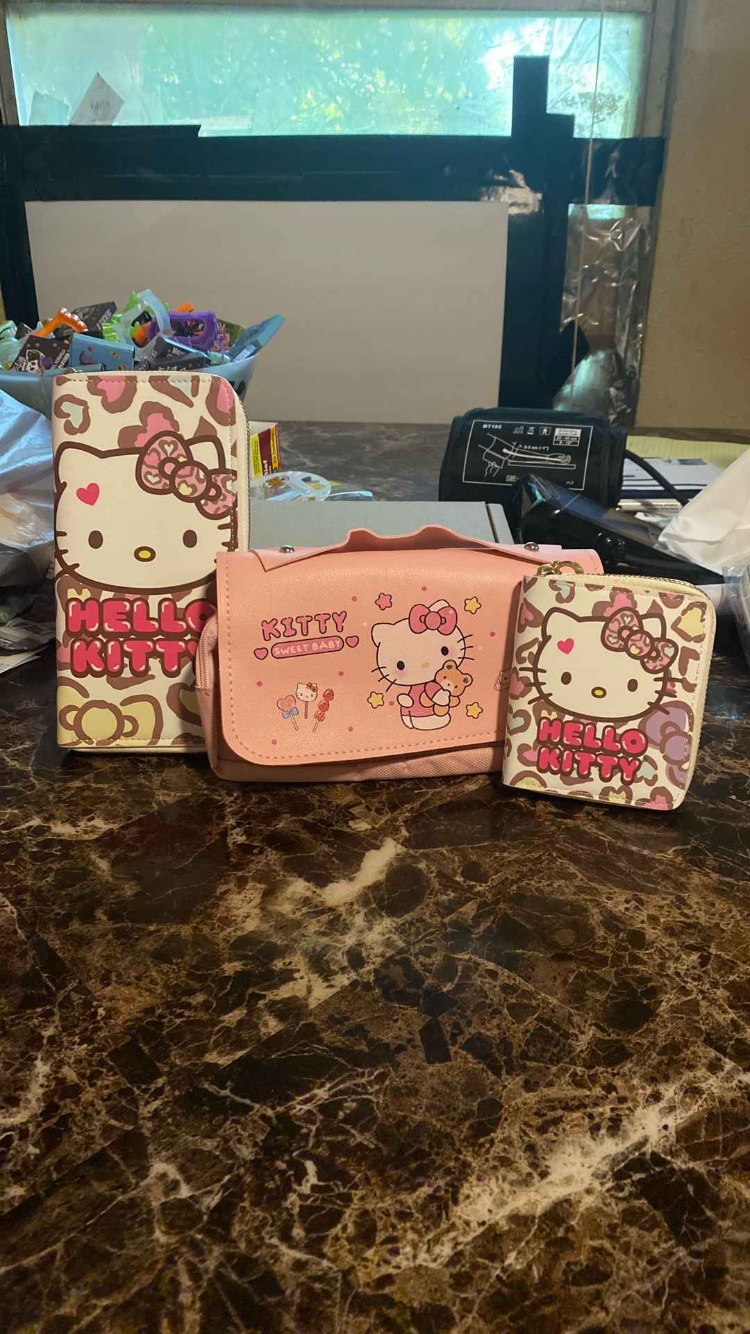 Brand New Three-Piece Hello Kitty Wallet And Bag Set