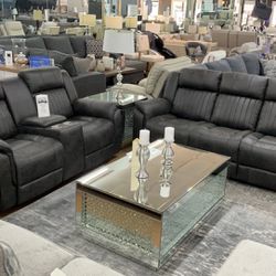 Recliners Sofa & Loveseat Available In Dark Gray Or Light Brown Colors