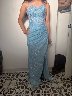 Baby blue floor length dress
