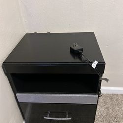 Black Nightstand With USB Outlets 