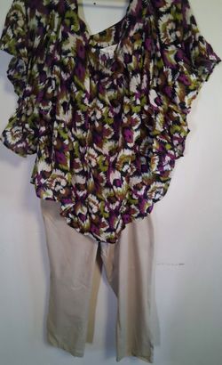 Women's Ruffle Blouse and Pants Set