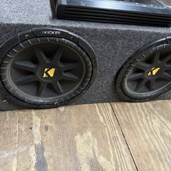 Two 10 Inch Subwoofers With Box And Amp Combo