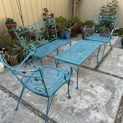 ON SALE!!! Patio set, 4-Piece, Vintage Iron – Turquoise/Teal