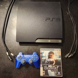 PS3 Slim Console, CHECH2501B, 320G, Cords, 1 Sony Sixaxis Dualshock 3 Controller, 1 Game, Excellent Condition 