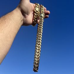 Cuban Link Gold Chain And Bracelet 