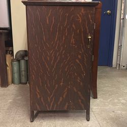 Antique Cylinder Record Cabinet Tiger Oak RARE