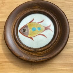 Unique Ceramic Wall Hanging Plate With Hand Painted Cartoon Fish A 