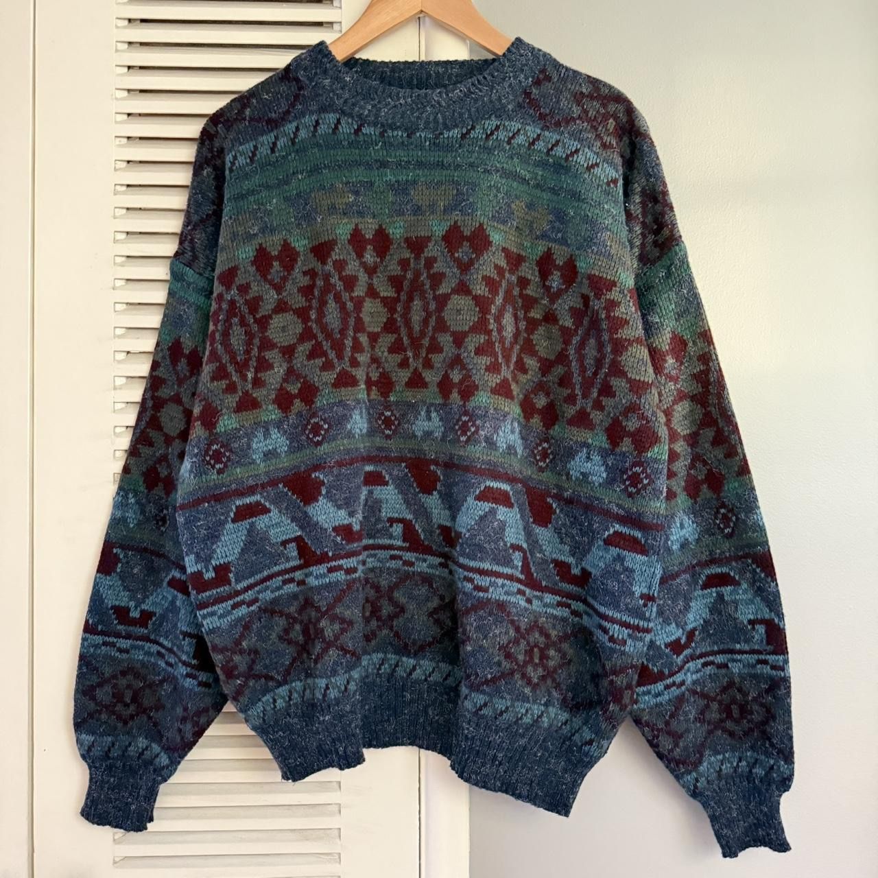 Vintage 90’s The Men’s Store At Sears Tribal Aztec knit Sweater