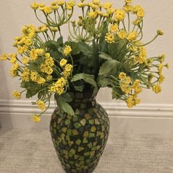 Green Mosaic Glass Vase