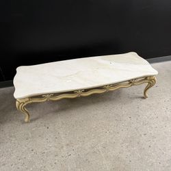 Vintage Italian-Style Marble Coffee Table – Ornate Gold Base
