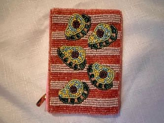 Pink Beaded Avocado Coin Purse