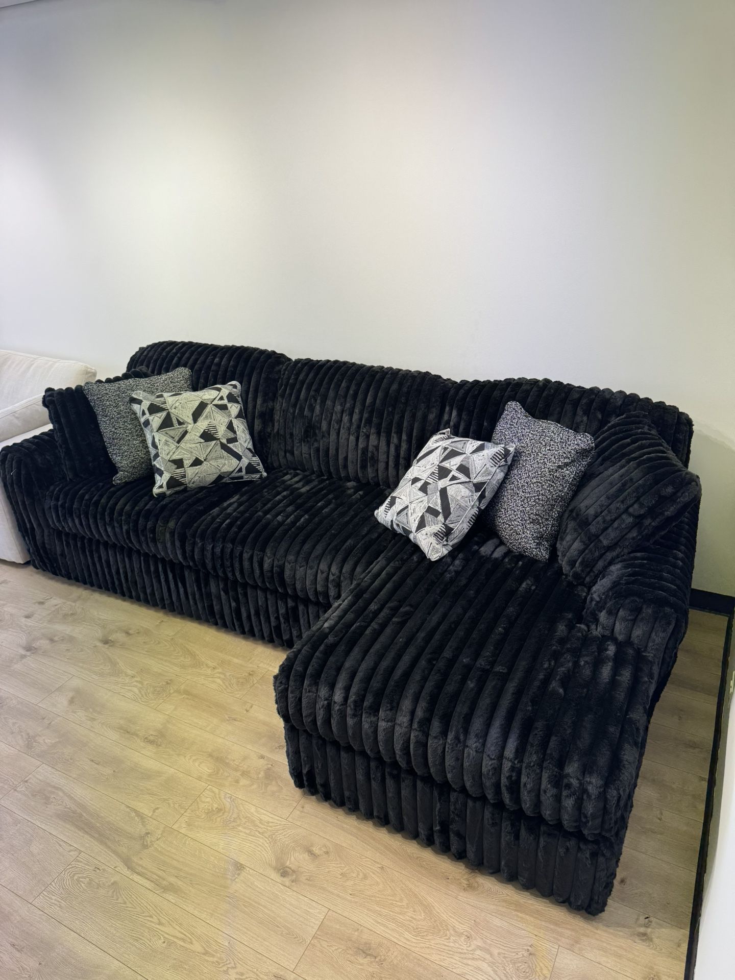 Black Corduroy Chaise Couch