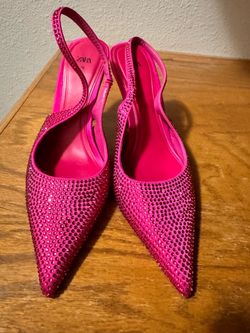 Zara Fuchsia Crystal High Heels Size 38