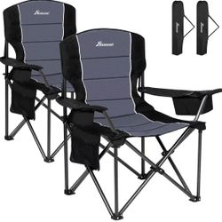 Romswi Large camping chairs, resistant 500-pound support, padded sports chairs with backrest and arm, $60