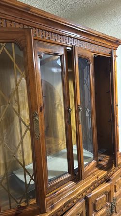 Antique China cabinet and table with chairs