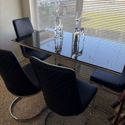 Glass Dining Table w/ Chairs